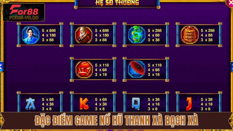 Nổ Hũ Thanh Xà Bạch Xà – Siêu Phẩm Cá Cược Đặc Sắc Tại For88 3 Thanh Xà Bạch Xà sở hữu nhiều đặc điểm nổi bật đáng khen ngợi
